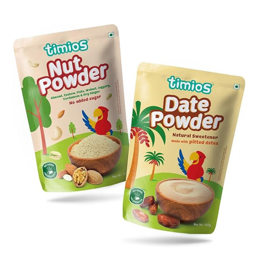 Timios 100% Organic Nut Powder Sweetened with Jaggery & Date Powder - PUSHMYCART