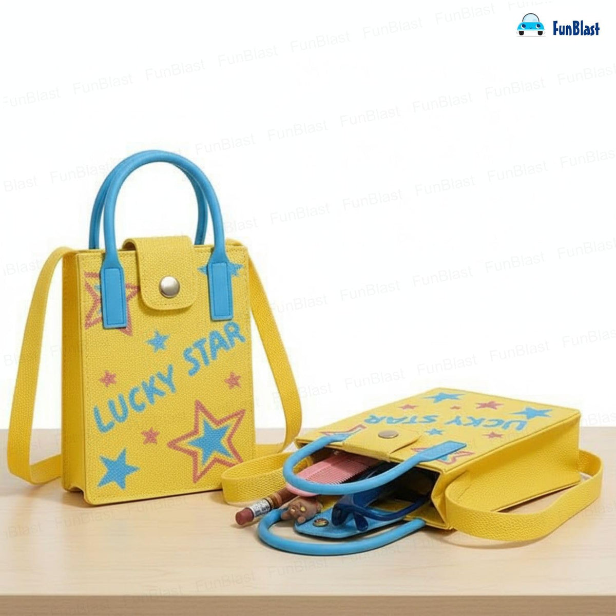 FunBlast Crossbody Mobile Sling Bag Lucky Star Yellow