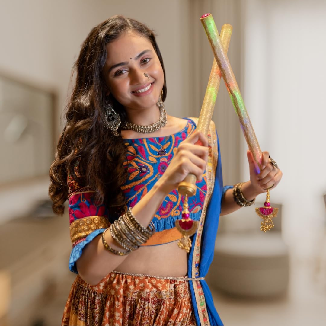 TechMax Solution LED Dandiya Sticks Rechargeable Glitter Finish 1 Pair