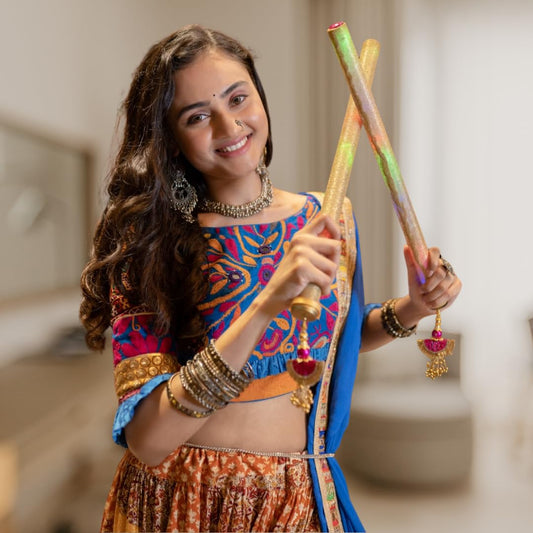 TechMax Solution LED Dandiya Sticks Rechargeable Glitter Finish 1 Pair