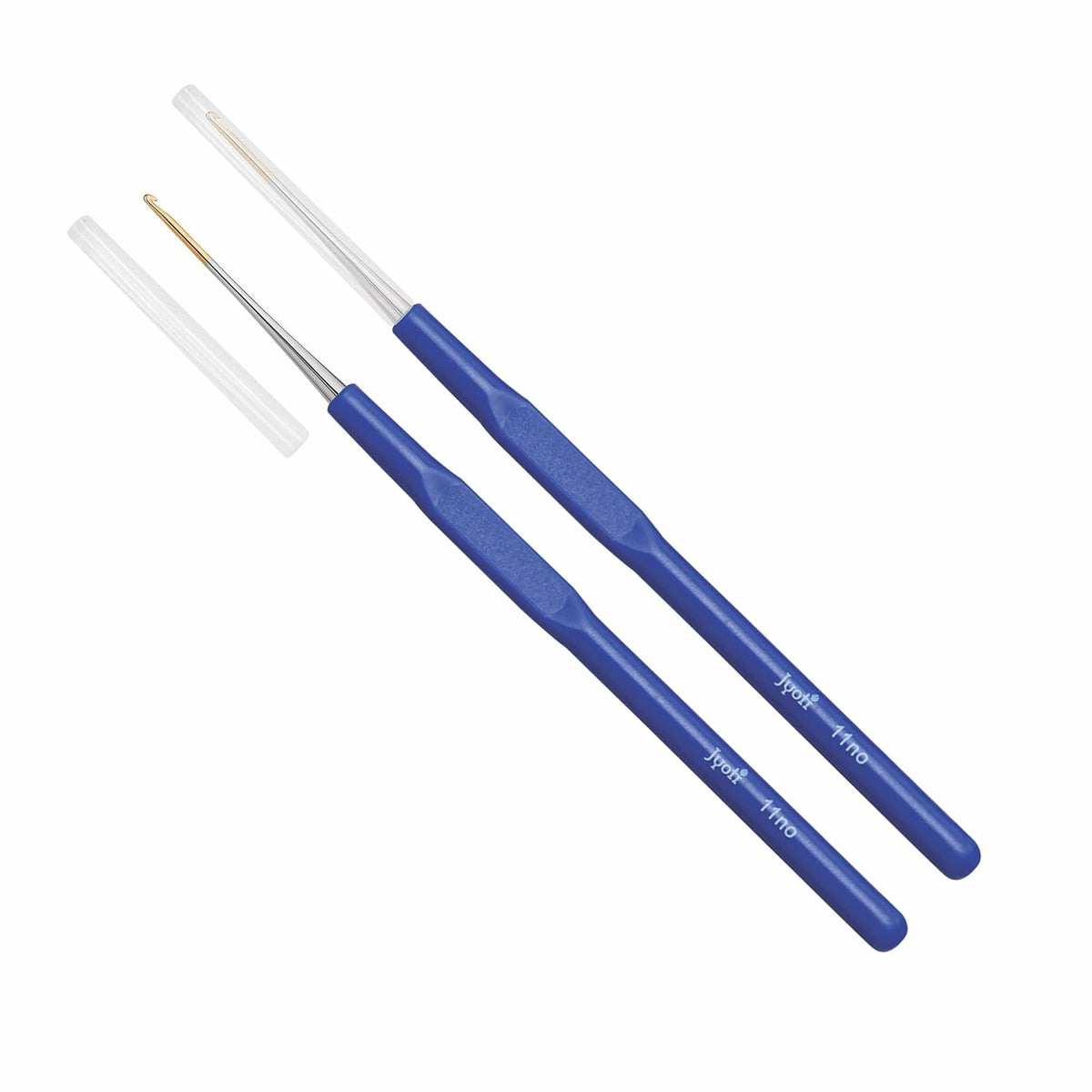 Crochet Hook Steel (Gold Point) with Plastic Handle for Thread Work, Hand Knitted - image 1