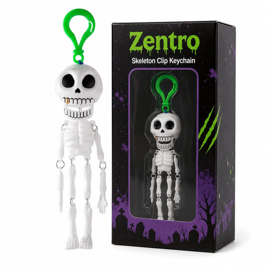 Zentro Halloween Skeleton Keychain with Clip Hanging Skull Bag Charm