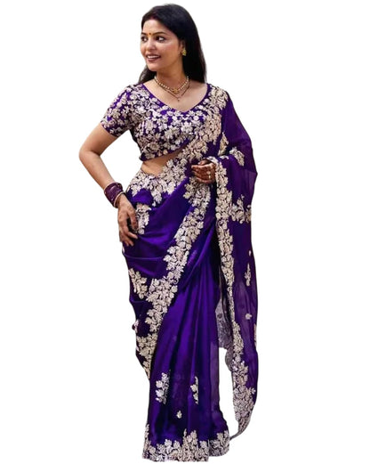 Vasthrlay Classic Ethnic Embroidery Saree for festive ethnic occasions