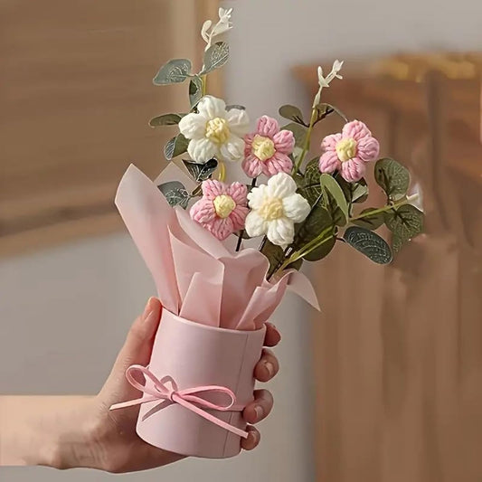 Artificial Crochet Flower Bouquet, Artificial Flowers Bunch, Gifting (110 g) - image 1
