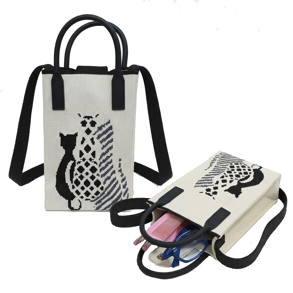 FunBlast Crossbody Mobile Sling Bag Black Cat and Net Print
