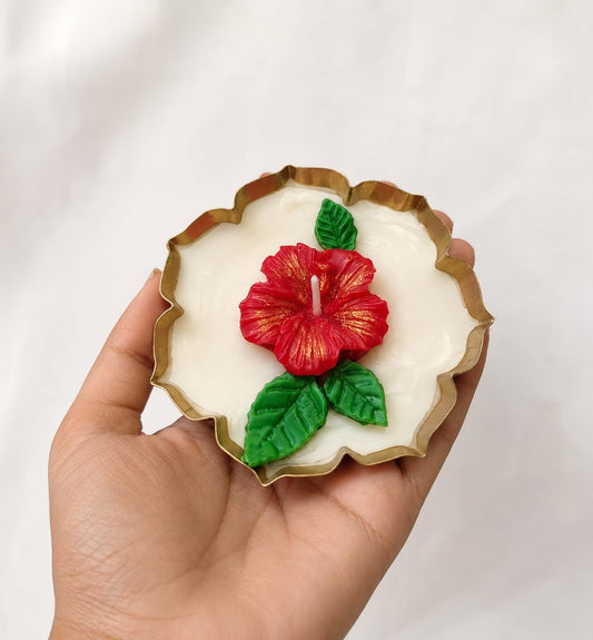 EcoBliss Hibiscus Flower Soy Wax Urli Candle