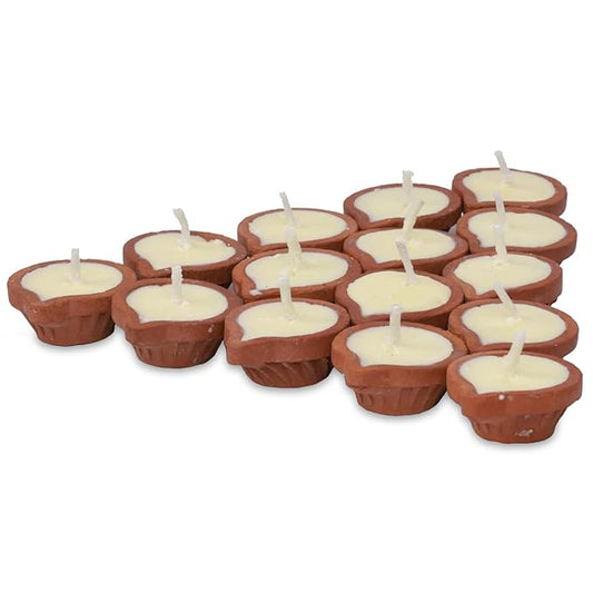 Pure Cow Ghee Diya for Puja - 15 Pieces, Upto 45 Minutes Burn Time