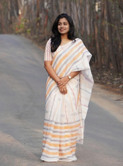 Vasthrlay Classic Traditional Saree with elegant Linen Blend styling