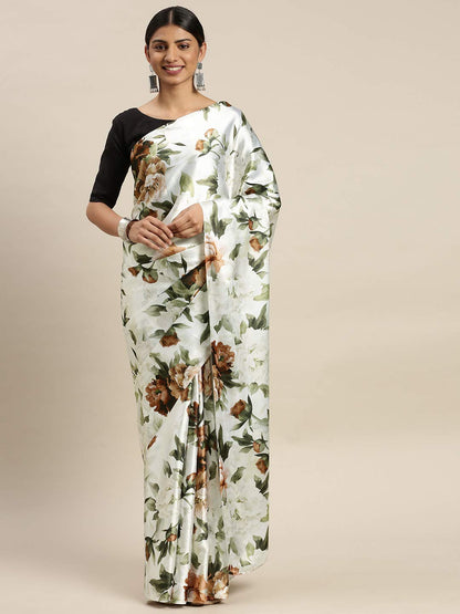 Vasthrlay Black Printed Saree with elegant ethnic styling