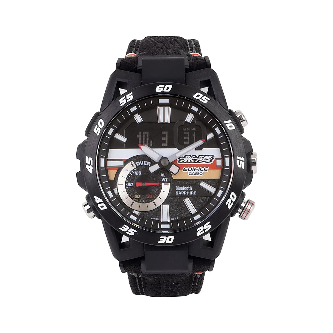 Casio Edifice ECB-40MU-1ADR Black Analog-Digital Dial Black Alcantara Material Band Mens Watch Limited Edition Smartphone Link ED592