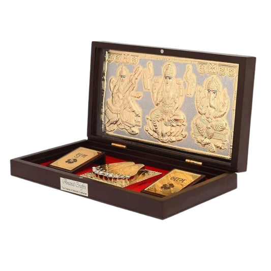 Piepot Laxmi Ganesh Saraswati Charan Paduka Pooja Gift Box