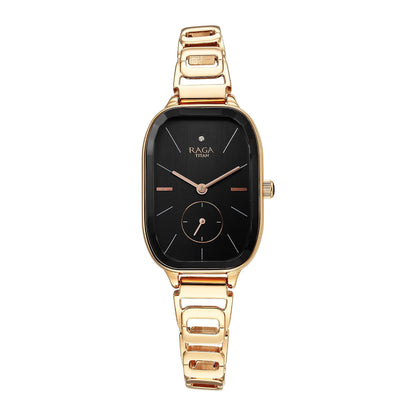 Titan Raga Chic Quartz Analog Black Dial Rose Gold Metal Strap Watch for Women - NT2687WM01