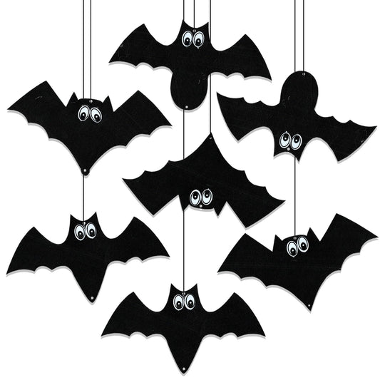 Rozi Decoration Halloween Bat Wall Decor Set of 7 Water Resistant Hanging Cutouts