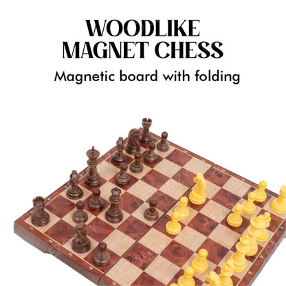 Magnetic Folding Chess Board Set 12 Inch Brown Travel Chess