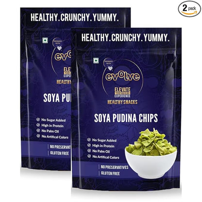Evolve Soya Pudina Chips Healthy Snacks (Pack of 2)