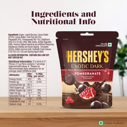 HERSHEY'S Exotic Dark Pomegranate ingredients and nutritional information
