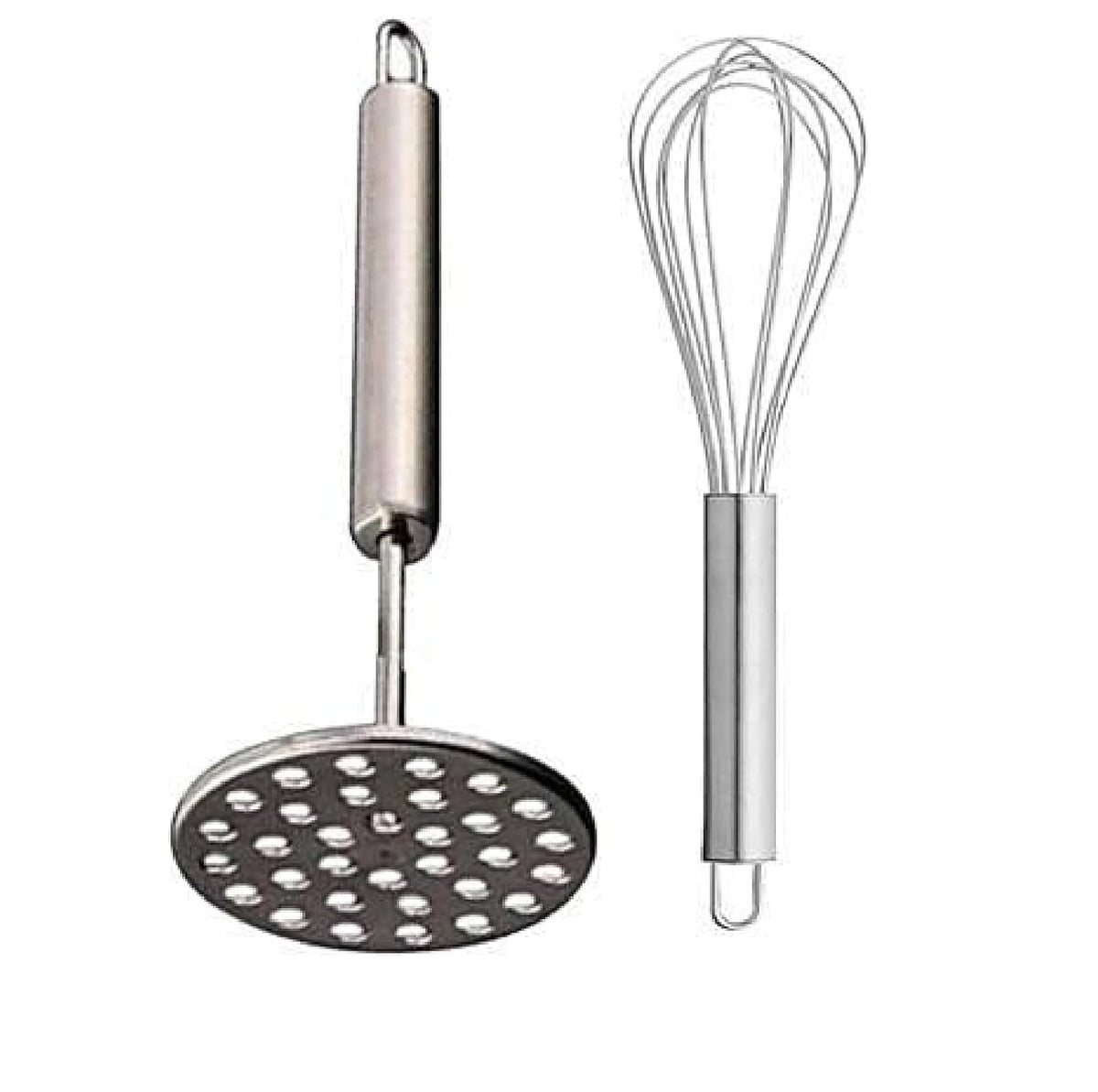 Stainless steel pav bhaji masher and balloon whisk set of 2