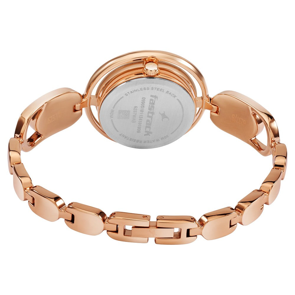 Fastrack Pulse Quartz Analog Brown Dial Metal Strap Watch For Girls