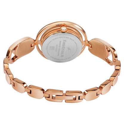 Fastrack Pulse Quartz Analog Brown Dial Metal Strap Watch For Girls