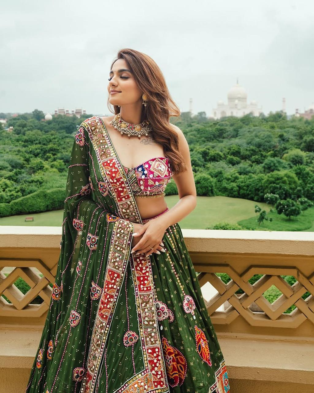 Ethenika Designer Muslin Digital Print Mirror Chaniya Choli