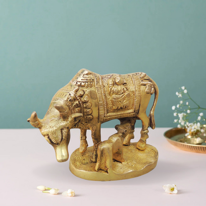 Brass Cow With Base Statue 0.85Kg - PUSHMYCART