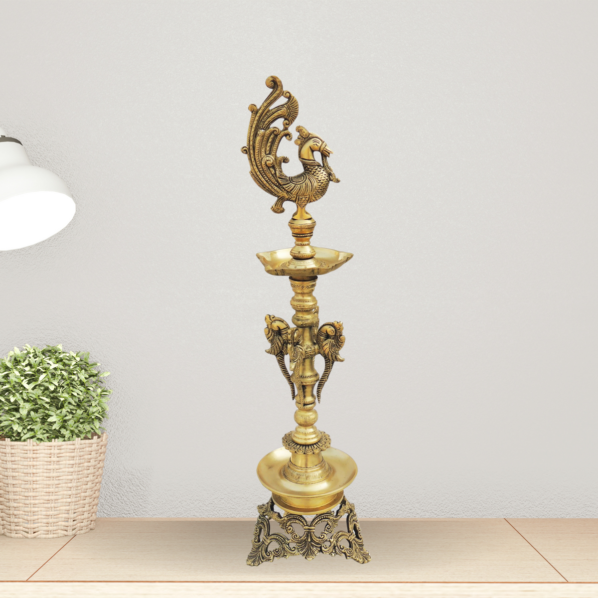 Brass Table Oil Lamp Deepak 5.36Kg - PUSHMYCART