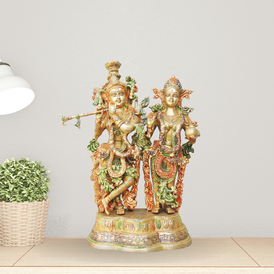 Brass Radha Krishan Same Base Idol 10.6Kg - PUSHMYCART
