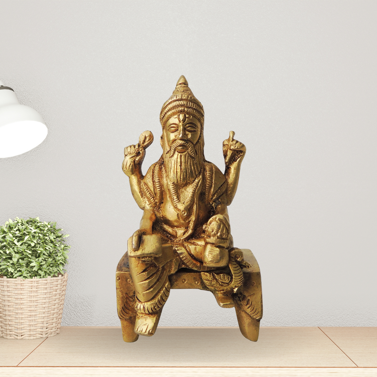 Brass Vishwakarma Statue 0.4Kg - PUSHMYCART