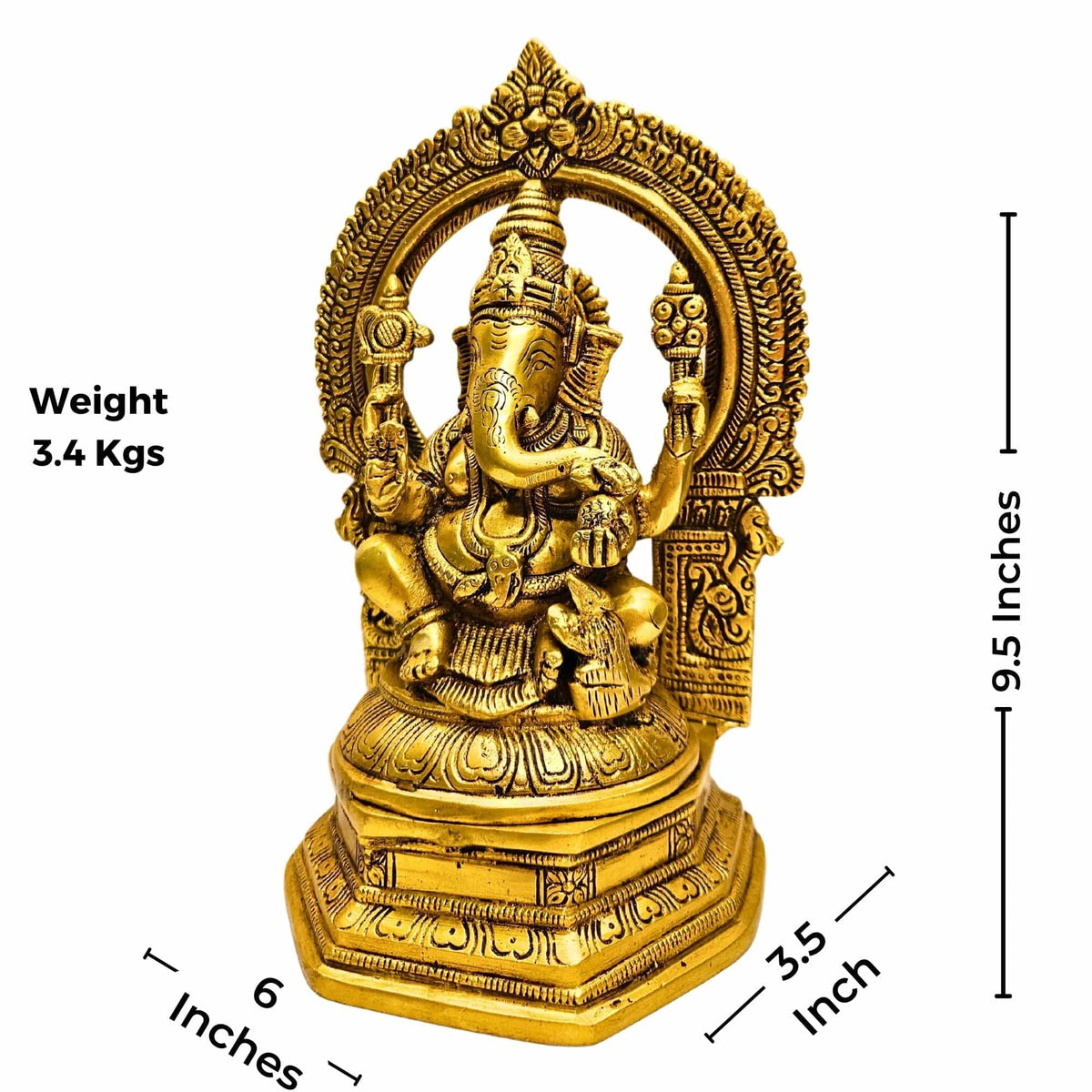 Tamas Brass Lord Ganesha with Aureole and Kirtimukha Statue/Idol - PUSHMYCART