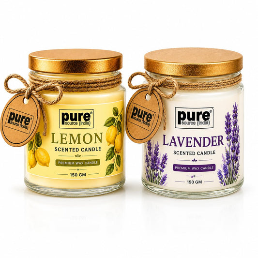 Pure Source India Scented Jar Candle Set of 2 150 g Lemon and Lavender