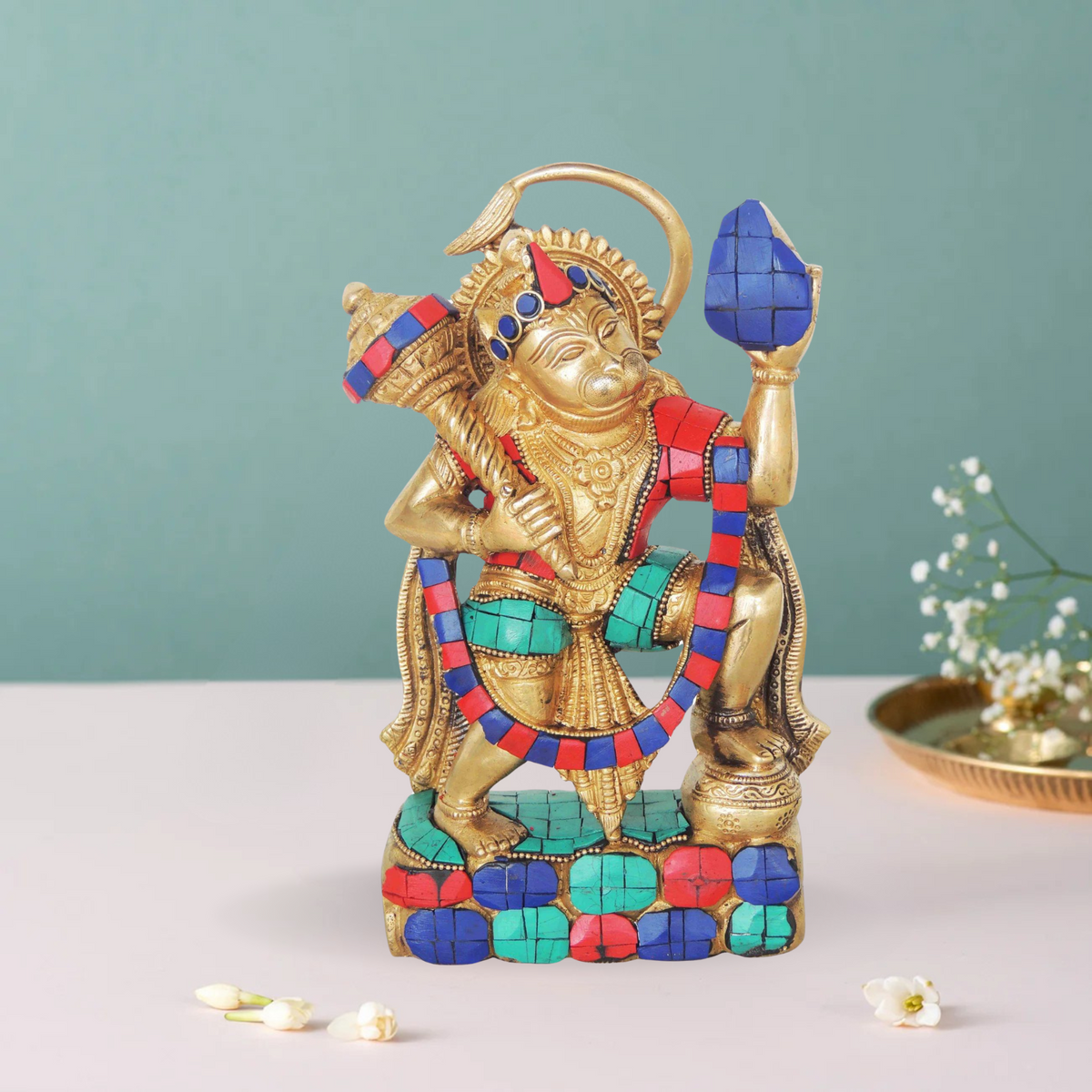 Brass Hanuman Ji Statue 2.62Kg - PUSHMYCART