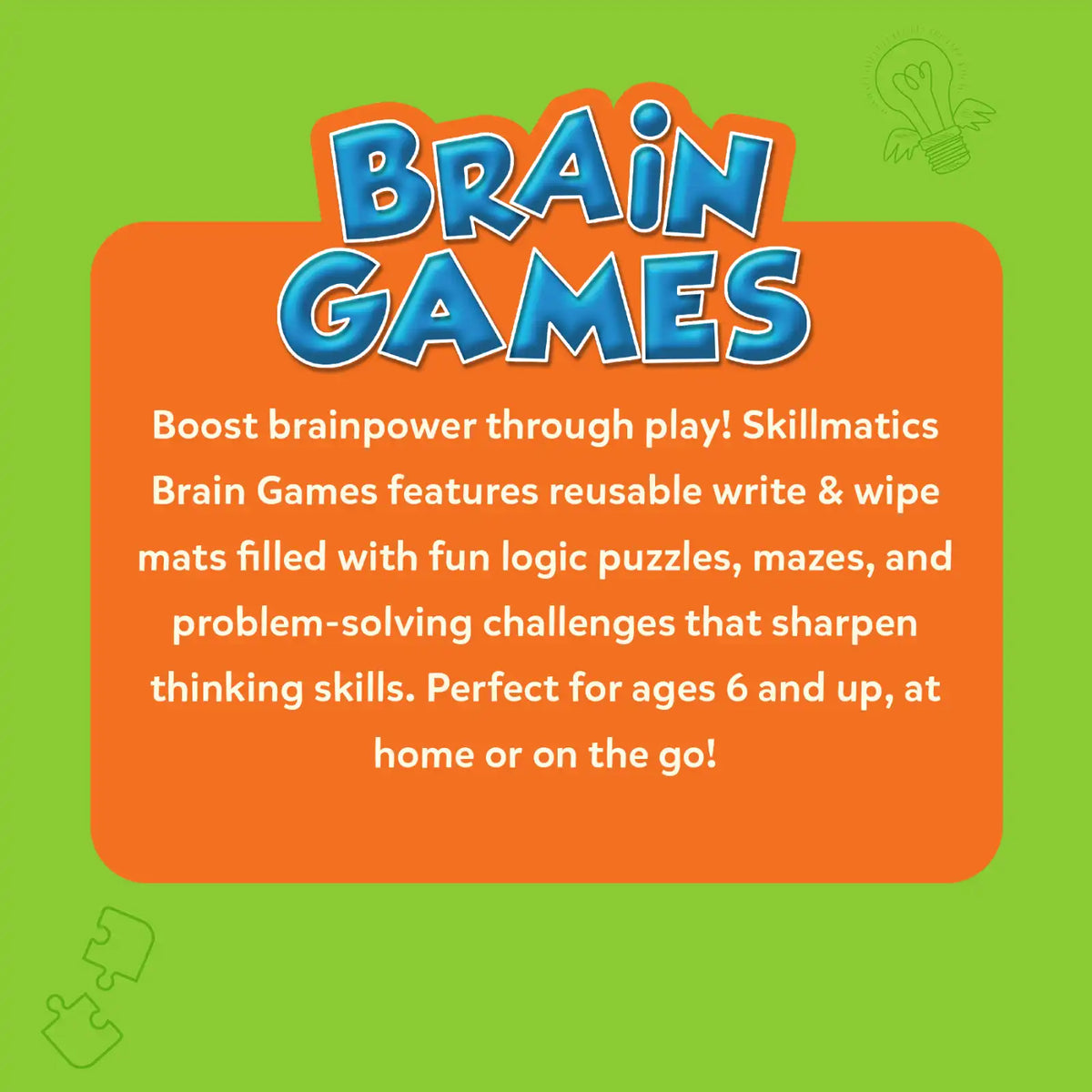 Skillmatics Brain Games Reusable Activity Mats Ages 6 and Up