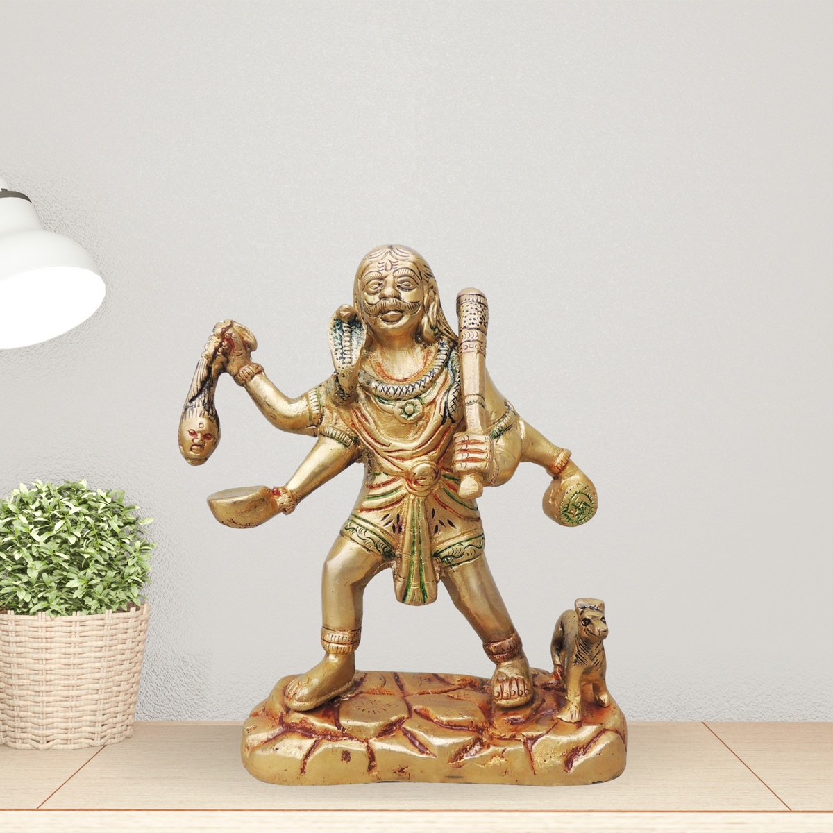 Brass Bhairav Baba Statue 1.435Kg - PUSHMYCART