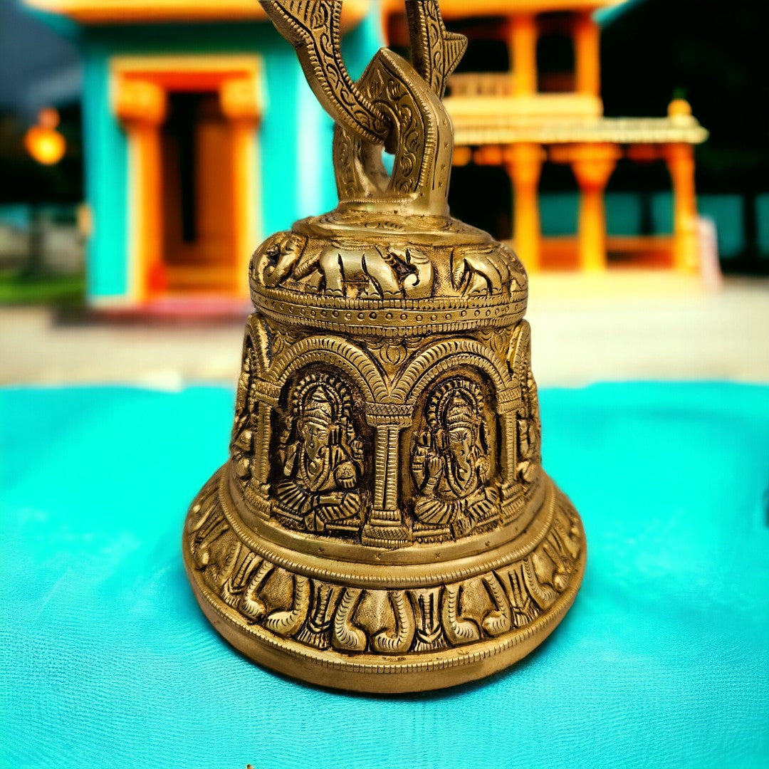 Brass Ganesha Temple Hanging Bell/Ghanti (8 Inch) (Golden) – PUSHMYCART