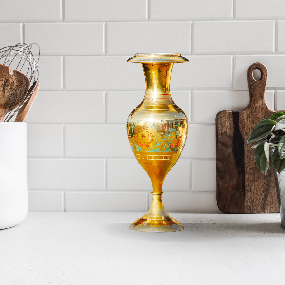 Brass Home And Garden Flower Pot 0.31Kg - PUSHMYCART
