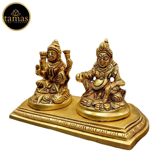 Tamas Brass Goddess Lakshmi and Lord Kuber Statue/Idol - PUSHMYCART