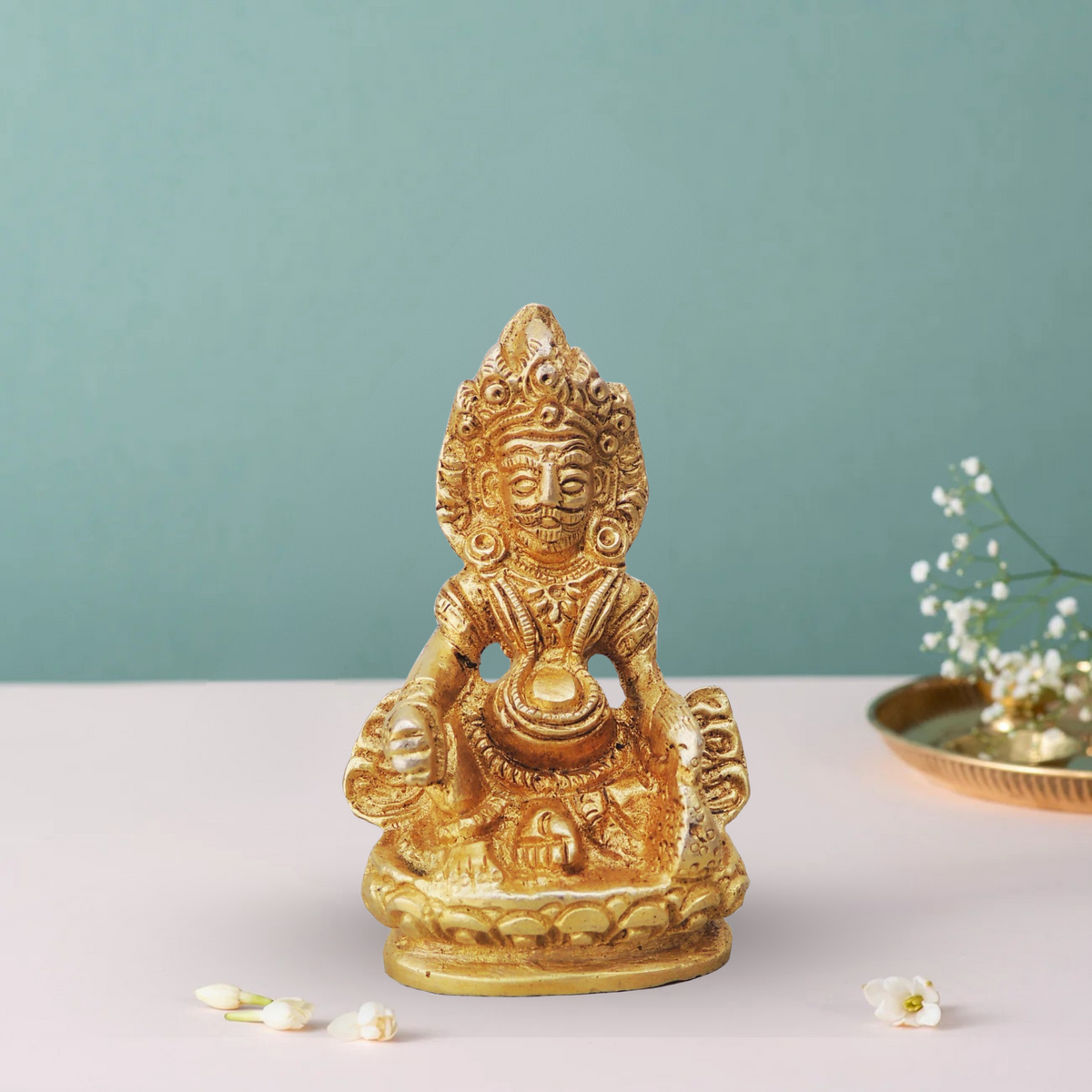 Brass Kuber Ji God Idol Statue 0.375Kg - PUSHMYCART
