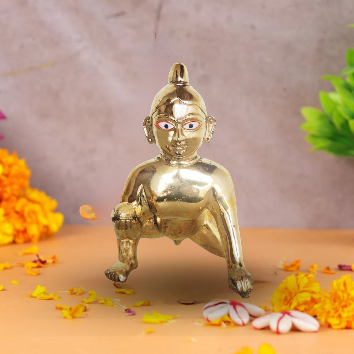 Brass Laddu Gopal God Idol Statue 2.82Kg - PUSHMYCART