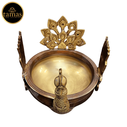 Tamas Brass Handcrafted Ethnic Peacock Carving Design Urli Showpiece - PUSHMYCART