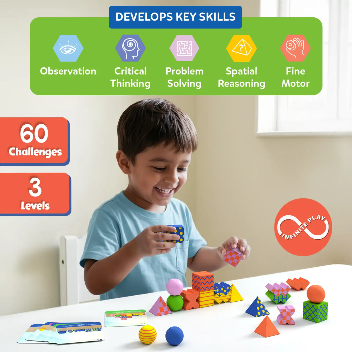 Skillmatics Brain Blocks 3D Early STEM Building Blocks for Kids