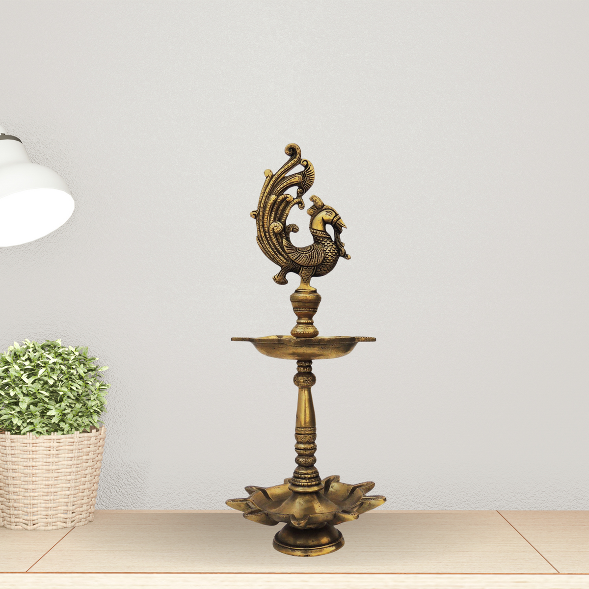 Brass Table Oil Lamp Deepak 3.14Kg - PUSHMYCART
