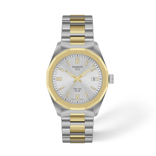 Tissot PRC 100 Solar 34mm Silver Grey and Golden