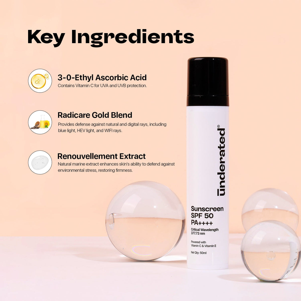 Underated Sunscreen SPF 50 PA++++ (50gm)