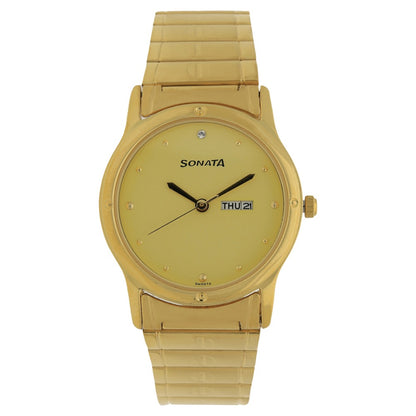 Sonata Quartz Analog Champagne Dial Stainless Steel Strap Watch for Men Style NU7023YM09 image 1