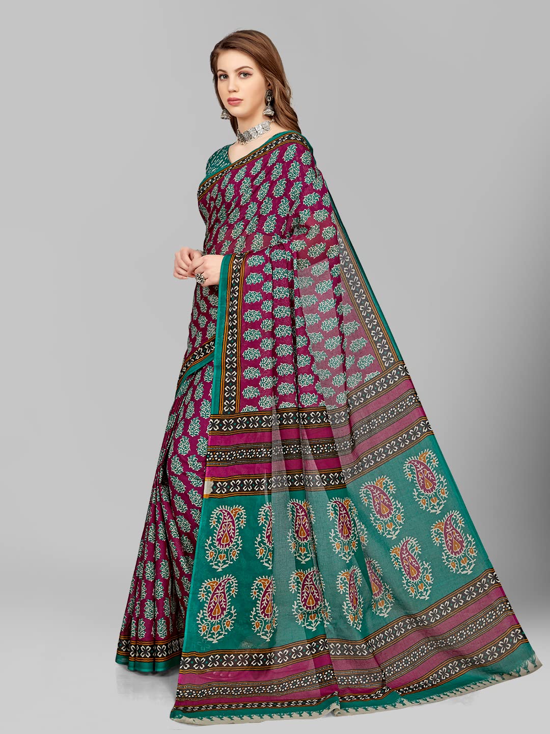 Vasthrlay Printed Saree in Classic with refined cotton ethnic appeal