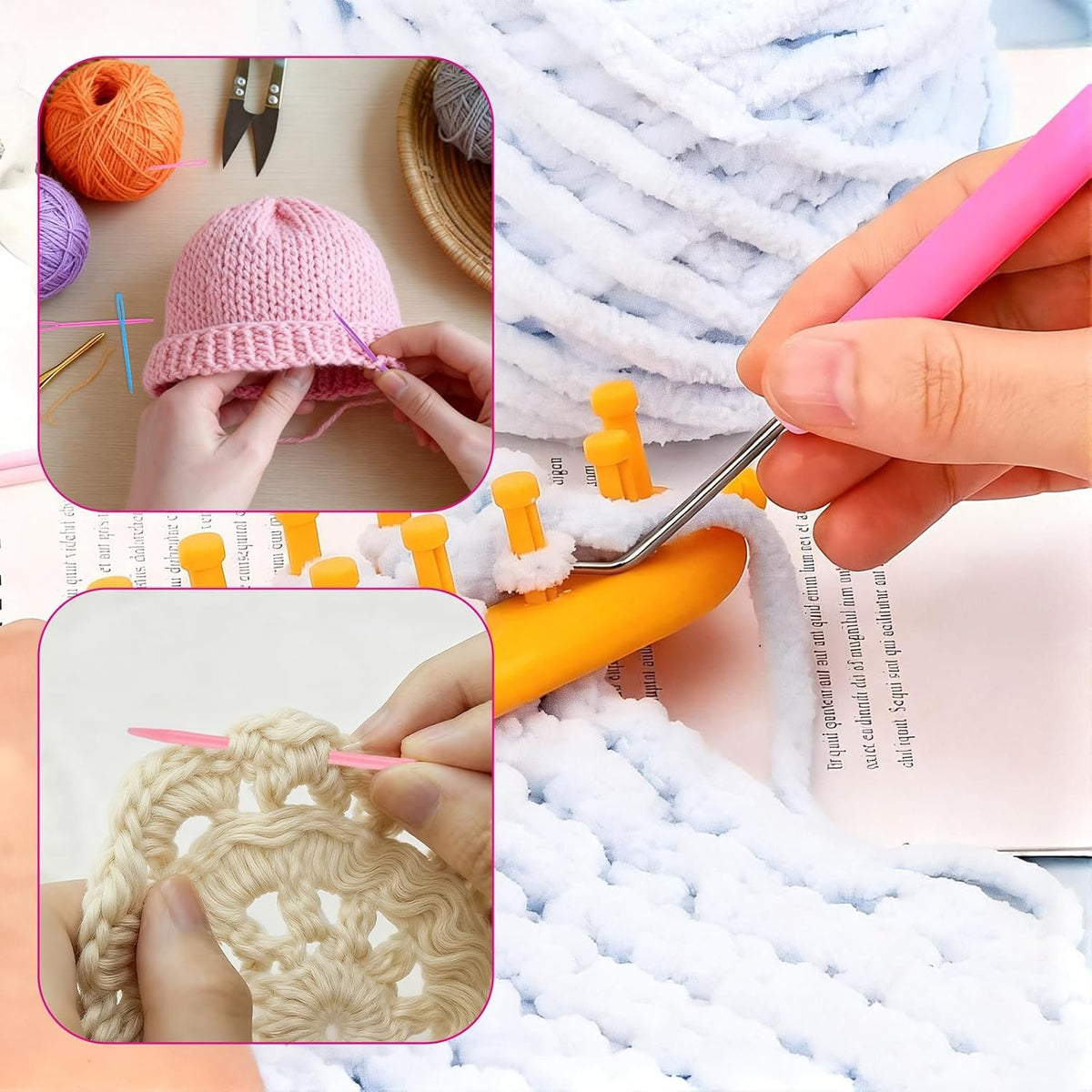3 Pack Knitting Loom Hooks Pick Tool & Crochet Needle Hook with 2-Size's Large Eye - image 5
