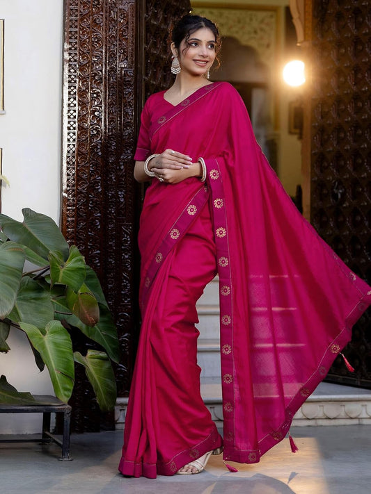 Vasthrlay Maroon Traditional Saree with elegant ethnic styling