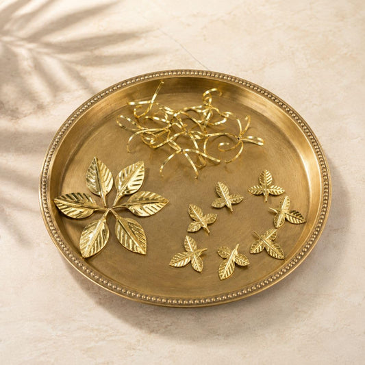 Traditional Brass Tulsi Patra, Bel Patra & Durva Grass Set for Pooja, Aarti and Hindu - image 1