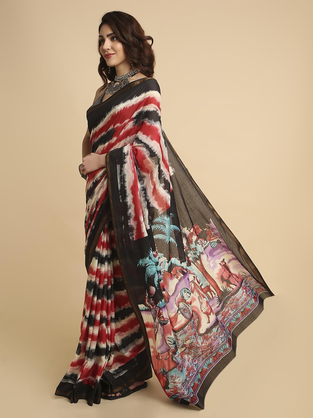 Vasthrlay Printed Saree in Classic with refined ethnic ethnic appeal