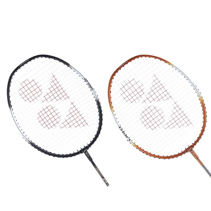 YONEX ZR 100 Light Aluminium Badminton Racquet with Full Cover (Black & Black, Made in India) - Set of 2